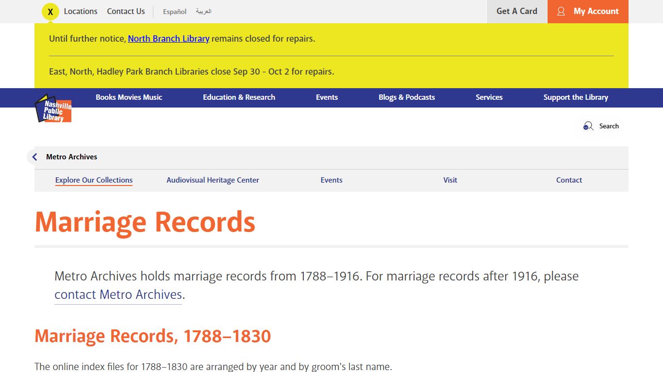 Marriage Records | Nashville Public Library